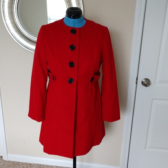 I.N. Studio Red Wool Coat 14 - Picture 4 of 5